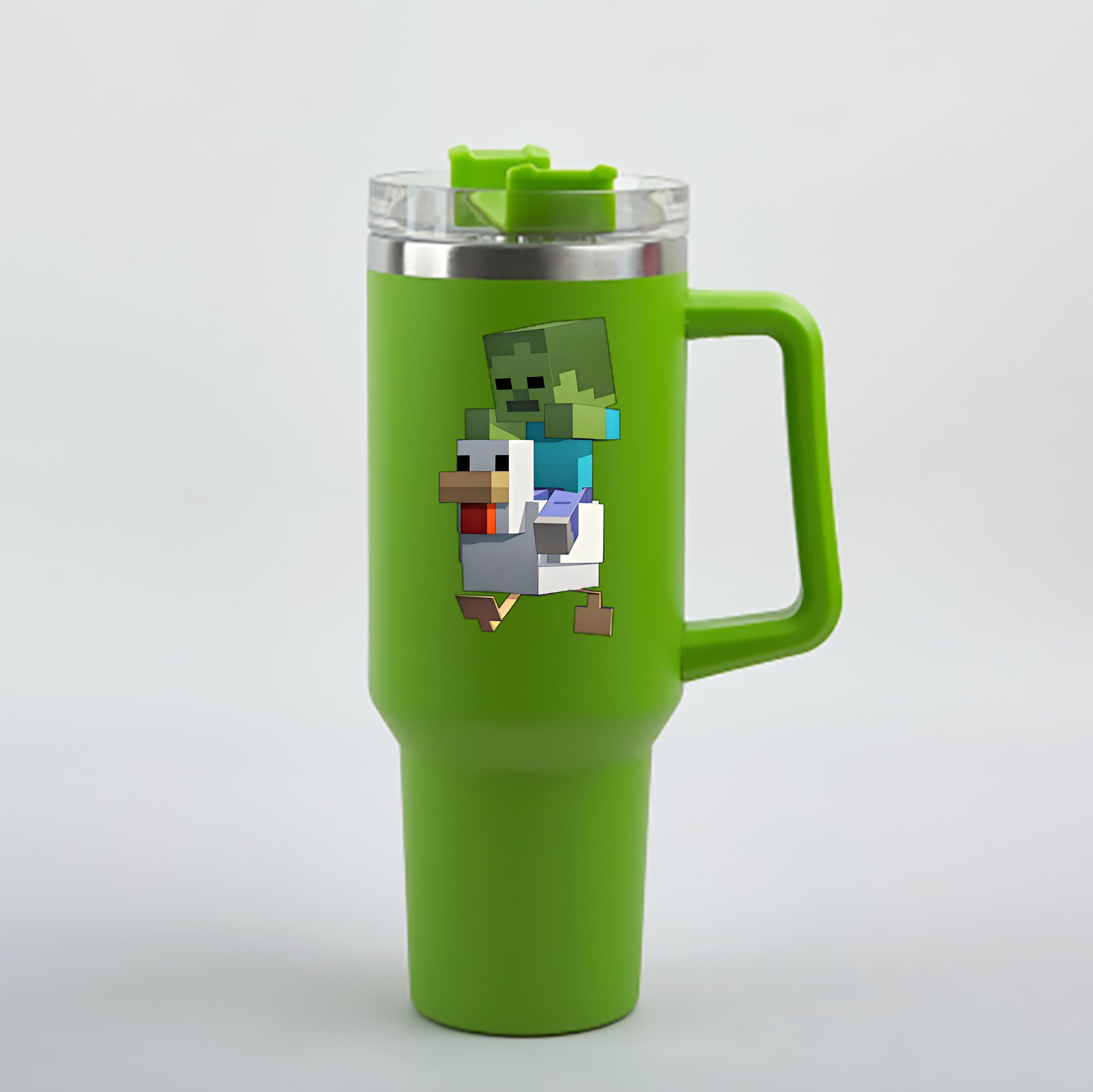 （画像用） マインクラフト ブロックの世界 Minecraft MC Block world 1200mL車用タンブラー - クリスタルステッカー（プラスチックストロー付き）